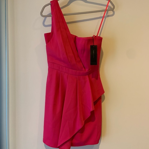 BCBGMAXAZRIA One-Shoulder Cascade Ruffle Dress - Picture 3 of 5